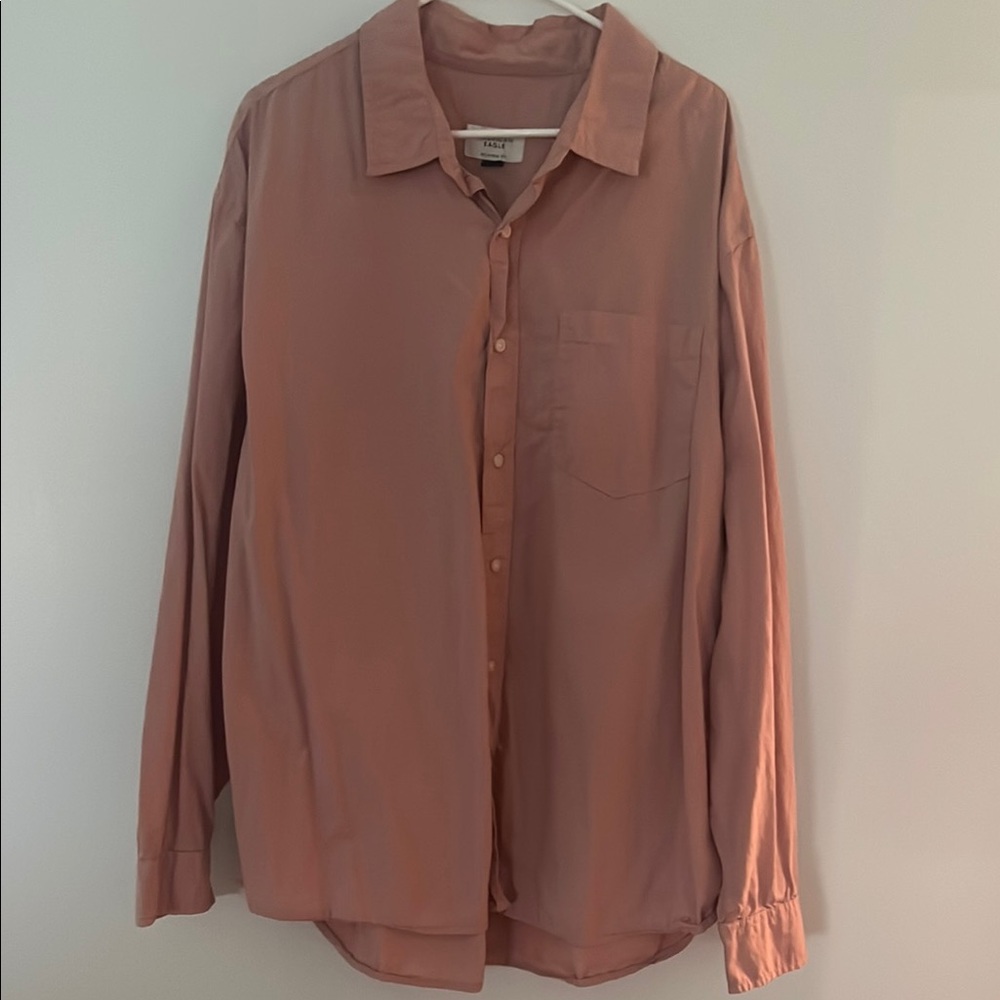 American Eagle Pink Button-Up Shirt XXL